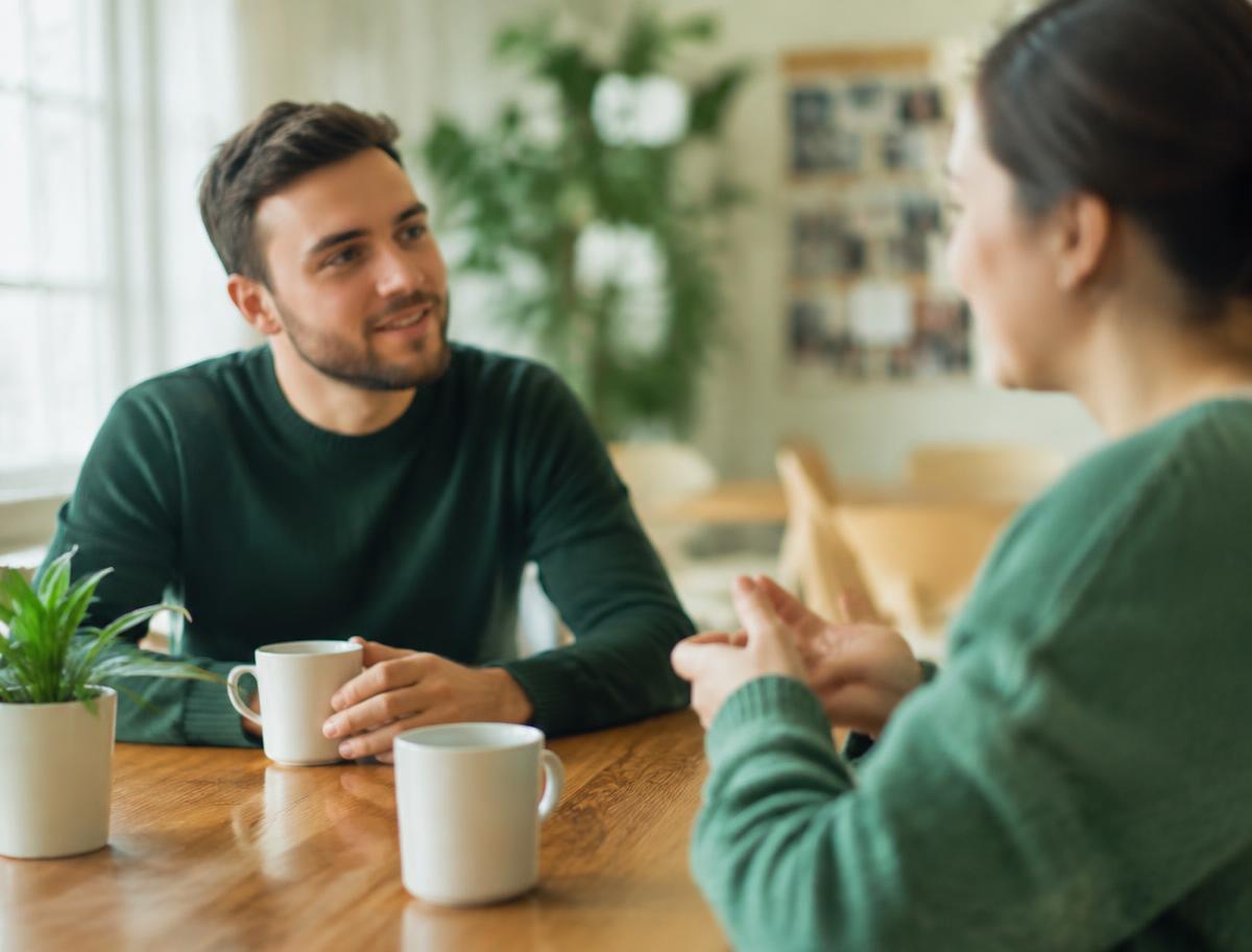 Two people having a supportive conversation